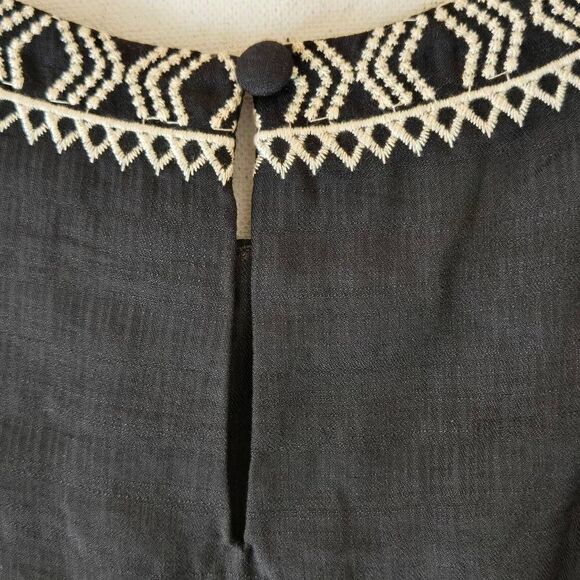 THML Womens Sofia Black Exotic Embroidered Detail Lined Dress Medium - Picture 6 of 12